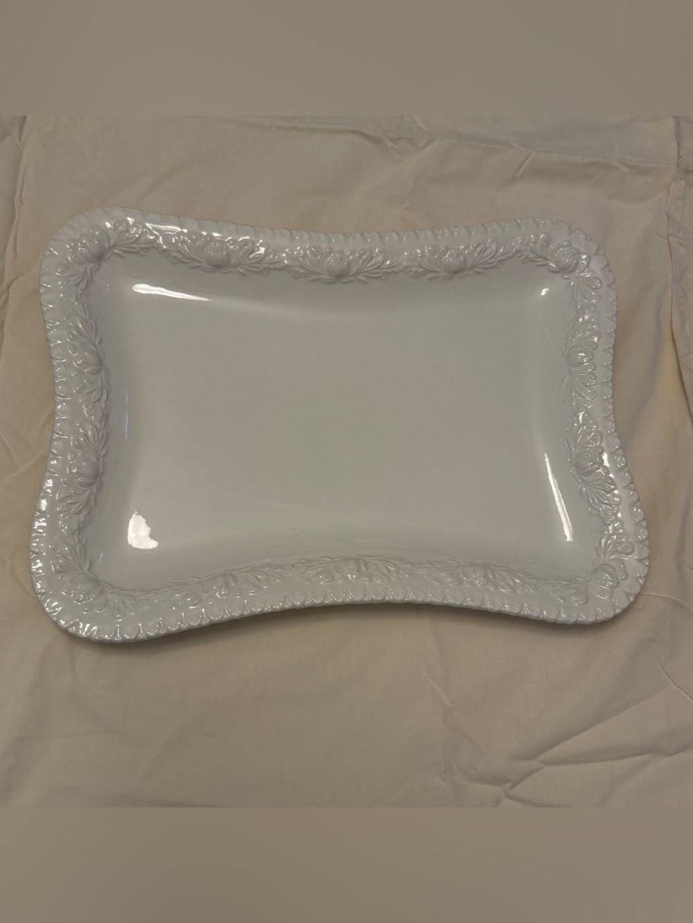 CWC White Ceramic Decorative Serving Platter Made in Italy